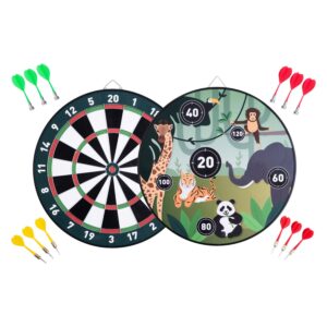 Engelhart-Dartboard Paper/Magnetic With 12 Darts Animals 15"