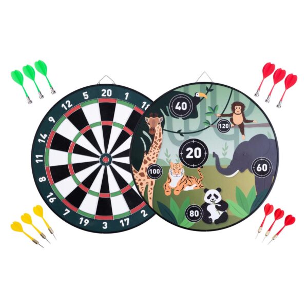 Engelhart-Dartboard Paper/Magnetic With 12 Darts Animals 15"