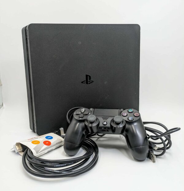 SONY PLAYSTATION 4 PS4 SLIM CONSOLE BLACK & CONTROLLER USED