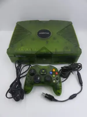 Original Xbox Halo Special Edition Console Green Transparent Controller PAL USED