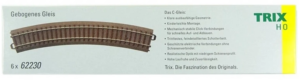 Trix 6×62230 Gauge H0 Curved Track Radius R2 437.5 mm (17-1/4"), curve 30° 6 Pieces